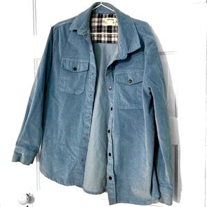 SVRN CODE Blue Corduroy Snap-Button-Up Shirt- Size Medium